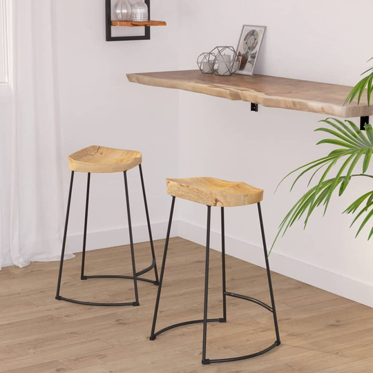 vidaXL Gavin baarijakkarat 2 kpl 46x40x63 cm täysi mangopuu