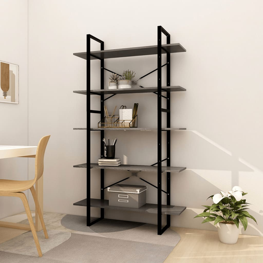 vidaXL 5-tasoinen Kirjahylly harmaa 100x30x175 cm mänty