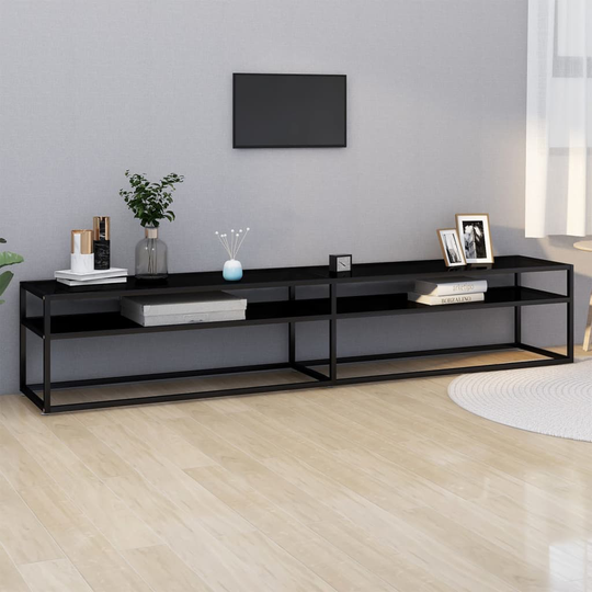 vidaXL TV-taso musta 220x40x40,5 cm karkaistu lasi