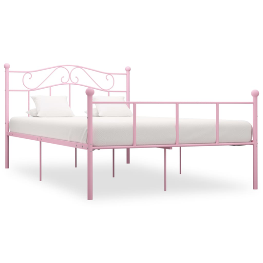 vidaXL Sängynrunko pinkki metalli 140x200 cm