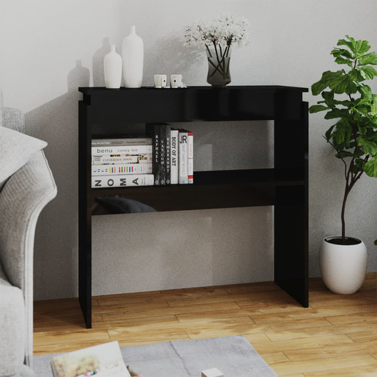 vidaXL Konsolipöytä korkeakiilto musta 80x30x80 cm lastulevy