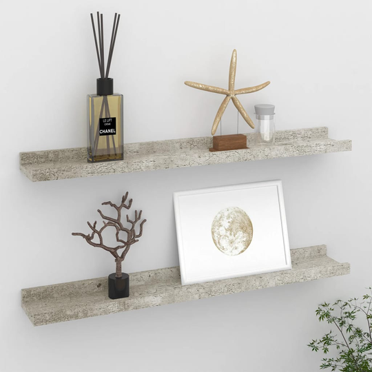 vidaXL Seinähyllyt 2 kpl betoninharmaa 60x9x3 cm