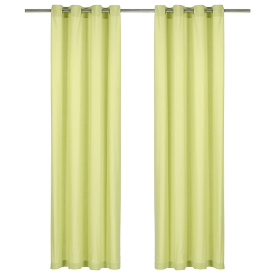 vidaXL Verhot metallirenkailla 2 kpl puuvilla 140x175 cm vihreä