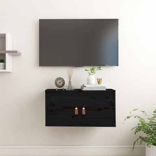 vidaXL Seinäkaappi musta 60x30x30 cm täysi mänty