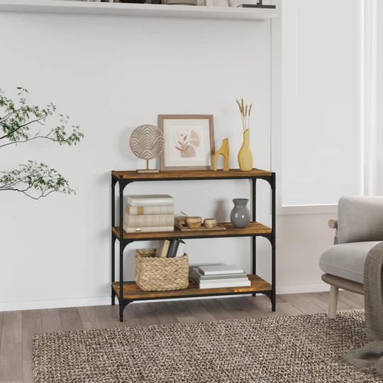 vidaXL Kirjahylly savutammi 80x33x70,5 cm tekninen puu ja teräs