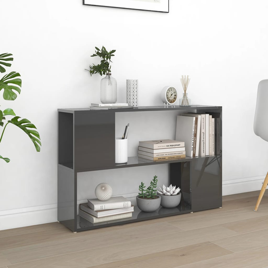 vidaXL Kirjahylly korkeakiilto harmaa 100x24x63 cm lastulevy
