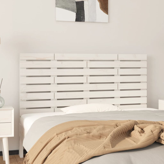 vidaXL Sängynpääty seinälle valkoinen 141x3x63 cm täysi mänty