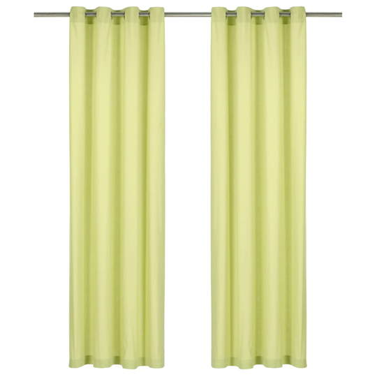 vidaXL Verhot metallirenkailla 2 kpl puuvilla 140x225 cm vihreä