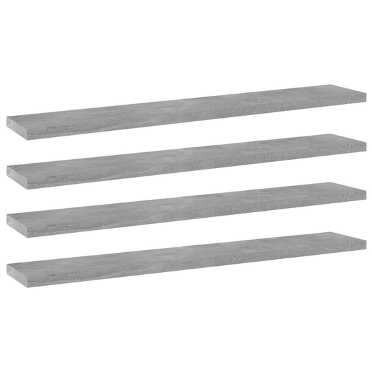 vidaXL Kirjahyllytasot 4 kpl betoninharmaa 60x10x1,5 cm lastulevy
