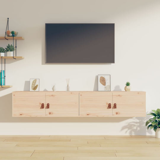 vidaXL Seinäkaapit 2 kpl 80x30x30 cm täysi mänty