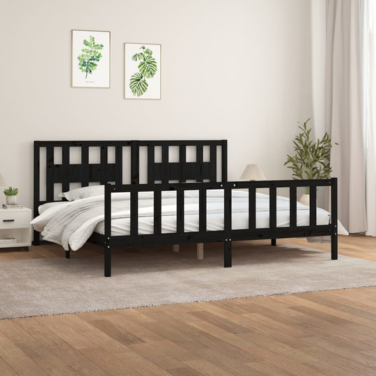 vidaXL Sängynrunko päädyllä musta 180x200 cm mänty 6FT Super King
