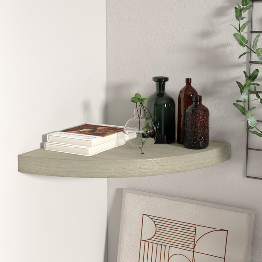 vidaXL Kelluva kulmahylly tammi 35x35x3,8 cm MDF