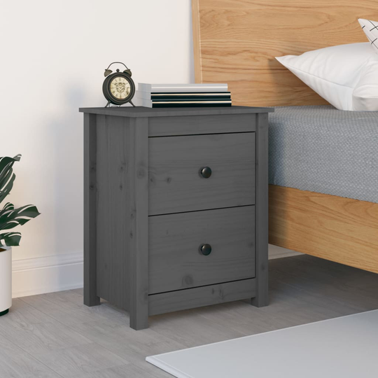 vidaXL Yöpöytä harmaa 50x35x61,5 cm täysi mänty