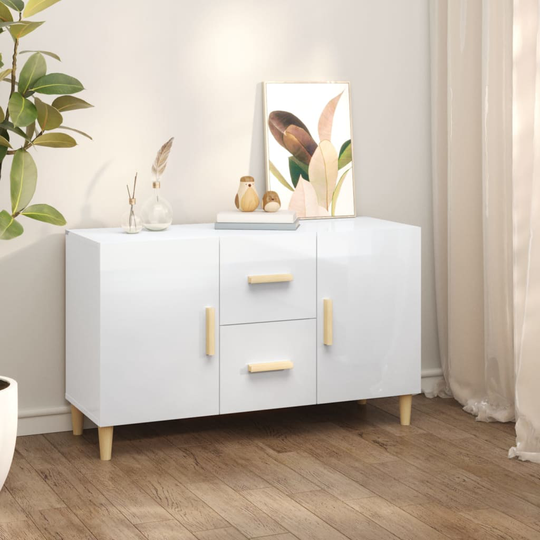 vidaXL Senkki korkeakiilto valkoinen 100x36x60 cm tekninen puu