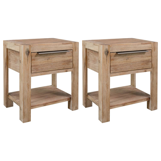 vidaXL Yöpöydät laatikoilla 2 kpl 40x30x48 cm täysi akaasiapuu