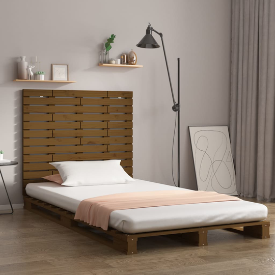 vidaXL Sängynpääty seinälle hunajanruskea 106x3x91,5 cm täysi mänty