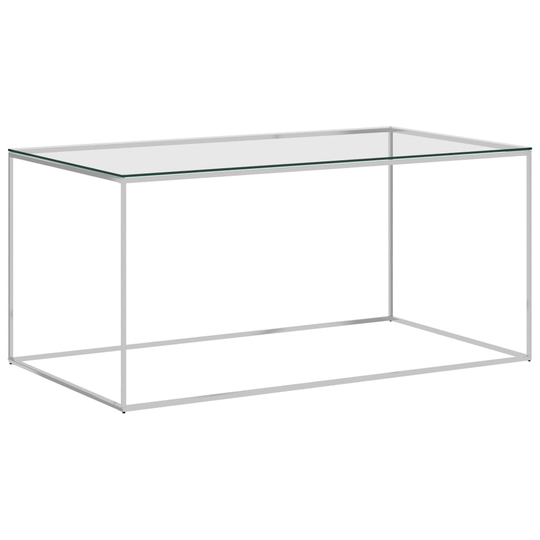 vidaXL Sohvapöytä hopea 90x50x43 cm ruostumaton teräs ja lasi