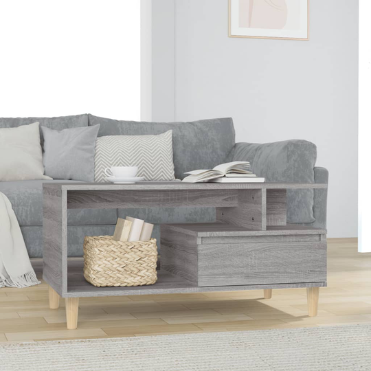 vidaXL Sohvapöytä harmaa Sonoma 90x49x45 cm tekninen puu