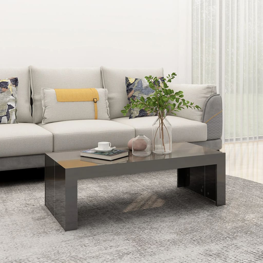 vidaXL Sohvapöytä korkeakiilto harmaa 110x50x35 cm lastulevy