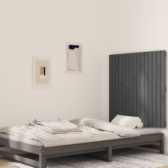 vidaXL Sängynpääty seinälle harmaa 95,5x3x90 cm täysi mänty