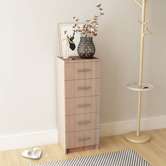 vidaXL Korkea lipasto lastulevy 41x35x106 cm Tammi