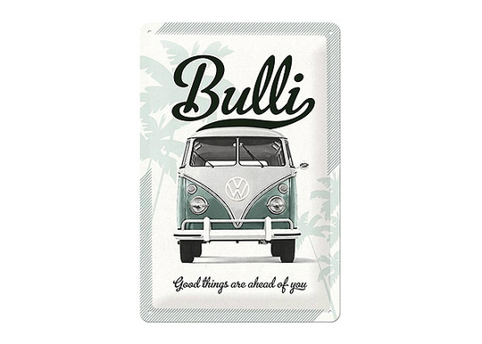 Retro metallitaulu VW Bulli Good things are 20x30 cm
