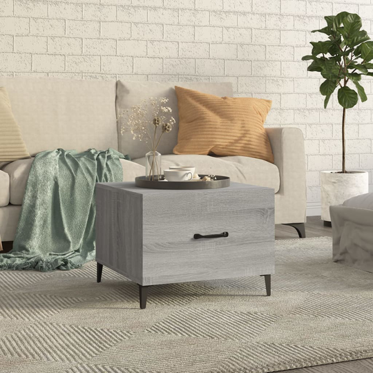 vidaXL Sohvapöytä metallijaloilla harmaa Sonoma 50x50x40 cm