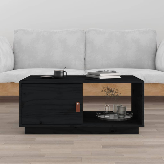 vidaXL Sohvapöytä musta 80x50x35,5 cm täysi mänty