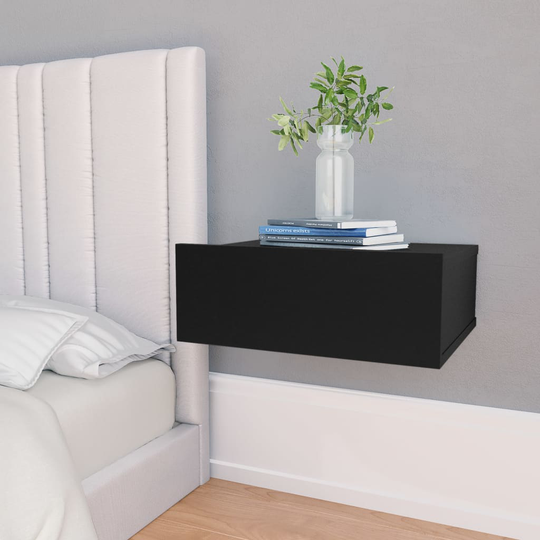 vidaXL Kelluvat yöpöydät 2 kpl musta 40x30x15 cm lastulevy