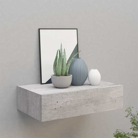 vidaXL Seinälaatikkohylly betoninharmaa 40x23,5x10 cm MDF