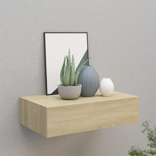 vidaXL Seinälaatikkohylly tammi 40x23,5x10 cm MDF