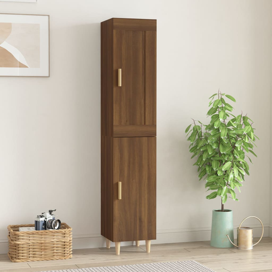 vidaXL Kaappi ruskea tammi 35x34x180 cm tekninen puu