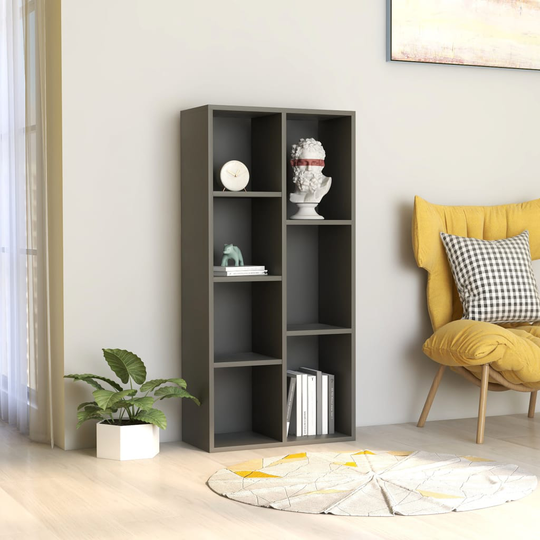 vidaXL Kirjahylly harmaa 50x25x106 cm lastulevy