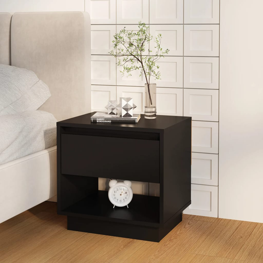 vidaXL Yöpöytä musta 45x34x44 cm lastulevy