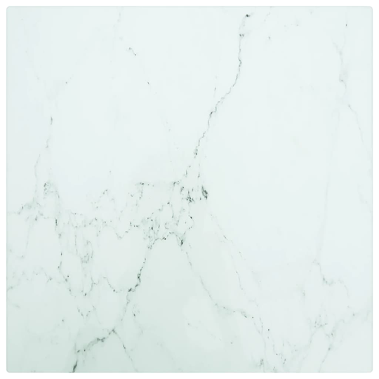 vidaXL Pöytälevy valkoinen 30x30 cm 6 mm karkaistu lasi marmorikuvio
