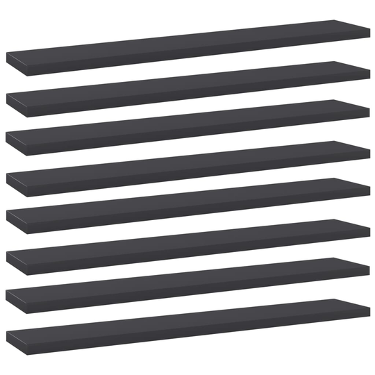vidaXL Kirjahyllytasot 8 kpl harmaa 60x10x1,5 cm lastulevy