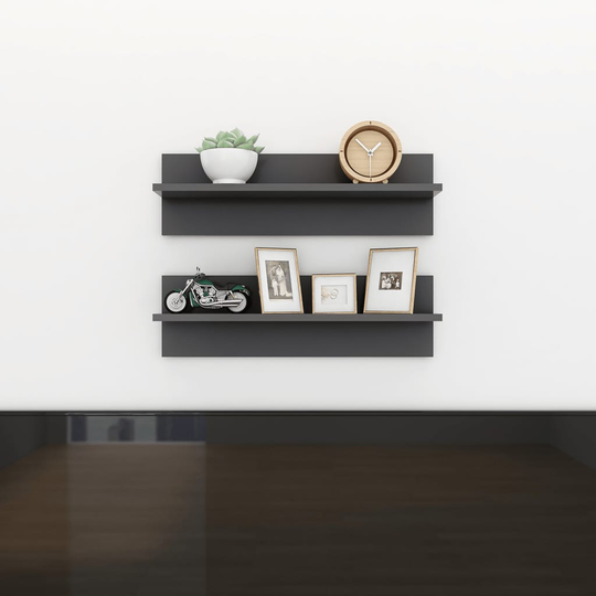 vidaXL Seinähyllyt 2 kpl harmaa 60x11,5x18 cm lastulevy