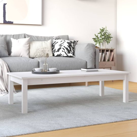 vidaXL Sohvapöytä valkoinen 110x50x30 cm täysi mänty