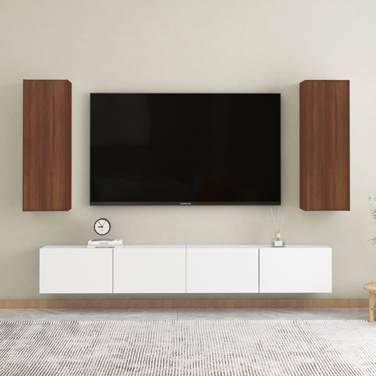 vidaXL TV-taso 2 kpl ruskea tammi 30,5x30x90 cm tekninen puu