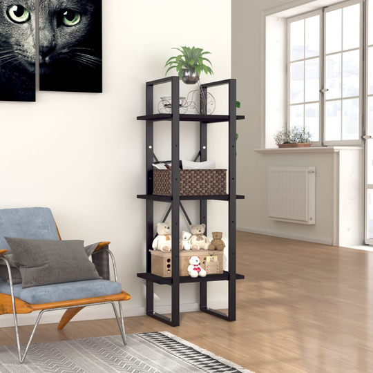 vidaXL 3-tasoinen kirjahylly musta 40x30x105 cm lastulevy