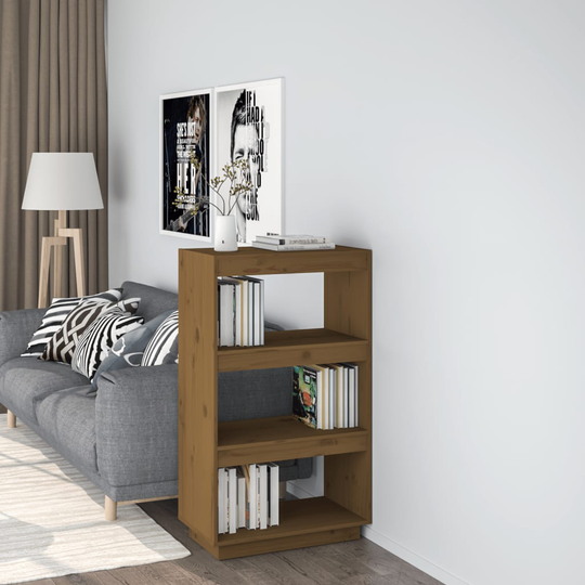 vidaXL Kirjahylly/tilanjakaja hunajanruskea 60x35x103 cm täysi mänty