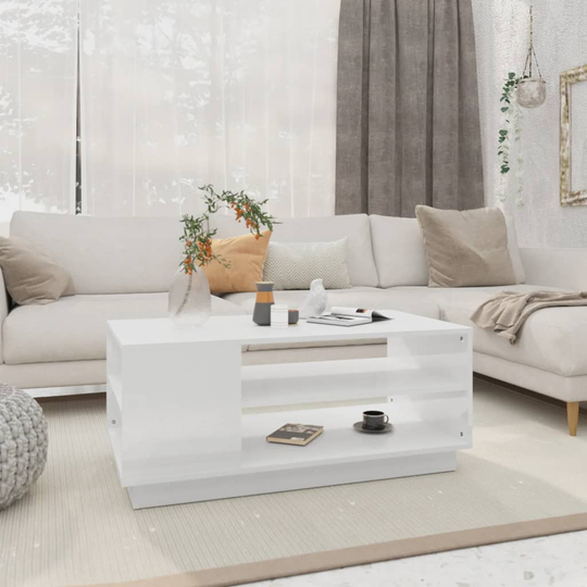 vidaXL Sohvapöytä valkoinen 102x55x43 cm lastulevy