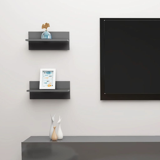 vidaXL Seinähyllyt 2 kpl korkeakiilto harmaa 40x11,5x18 cm