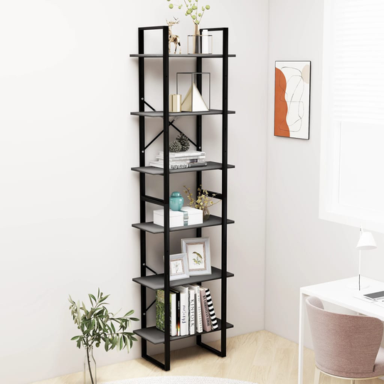 vidaXL Säilytyshylly harmaa 60x30x210 cm tekninen puu