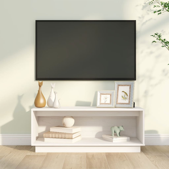 vidaXL TV-taso valkoinen 90x35x35 cm täysi mänty