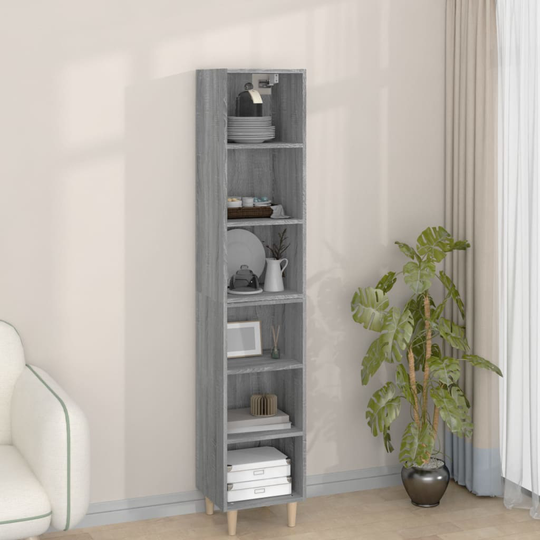 vidaXL Kaappi harmaa Sonoma 34,5x32,5x180 cm tekninen puu
