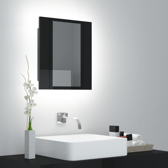vidaXL Kylpyhuoneen LED peilikaappi korkeak. musta 40x12x45 cm akryyli