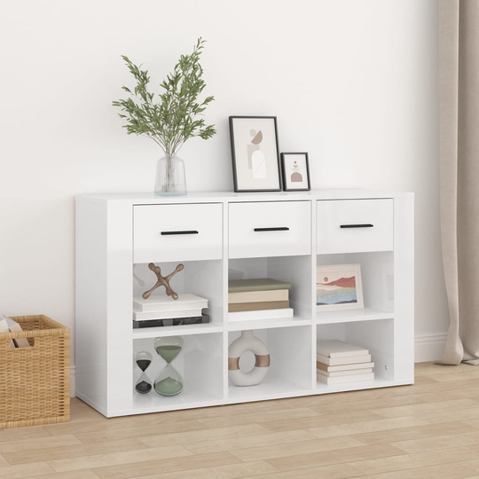 vidaXL Senkki korkeakiilto valkoinen 100x30x59,5 cm tekninen puu