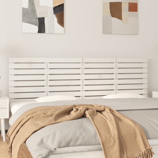 vidaXL Sängynpääty seinälle valkoinen 166x3x63 cm täysi mänty