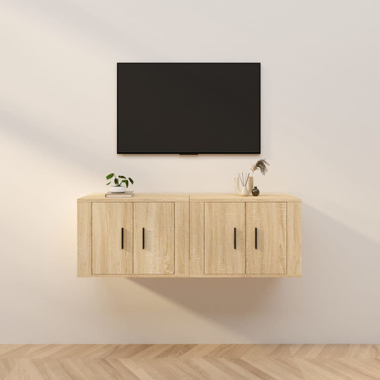 vidaXL Seinäkiinnitettävät TV-kaapit 2 kpl Sonoma-tammi 57x34,5x40 cm
